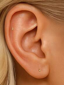 1pc 925 Sterling Silver Water Drop Flat Ear Stud, Suitable For Daily Wear, Wedding, Party, Engagement, Anniversary, Valentine's Day And Other Occasions - Gold - View 2