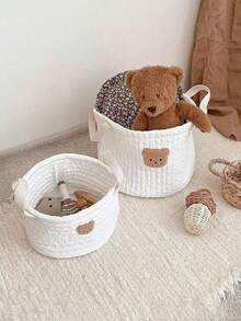 Giỏ đựng tã em bé cá nhân hóa, Giỏ đựng đồ hình gấu dễ thương thêu, Giỏ đựng đồ chơi cho bé, Quà tặng cho trẻ sơ sinh, Đa chức năng, Tiện dụng, Dung tích lớn, Nhẹ, Thiết thực, Đáng yêu, Duyên dáng, Tối giản - Nhiều màu - Xem 4