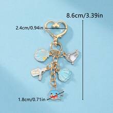 1 件合金油滴海洋生物系列海星、贝壳、珊瑚、鲨鱼钥匙扣、合金油滴吊坠、精致女生包包、珍珠钥匙扣、礼品及配件汽车饰品可爱哥特 Y2k - 彩色 - 查看 10