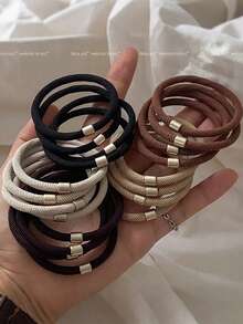 10/20 件黑色、白色和棕色设计发带，简约优雅女士高弹力发圈，马尾辫夹，发圈，发圈，橡皮筋，发绳，发饰