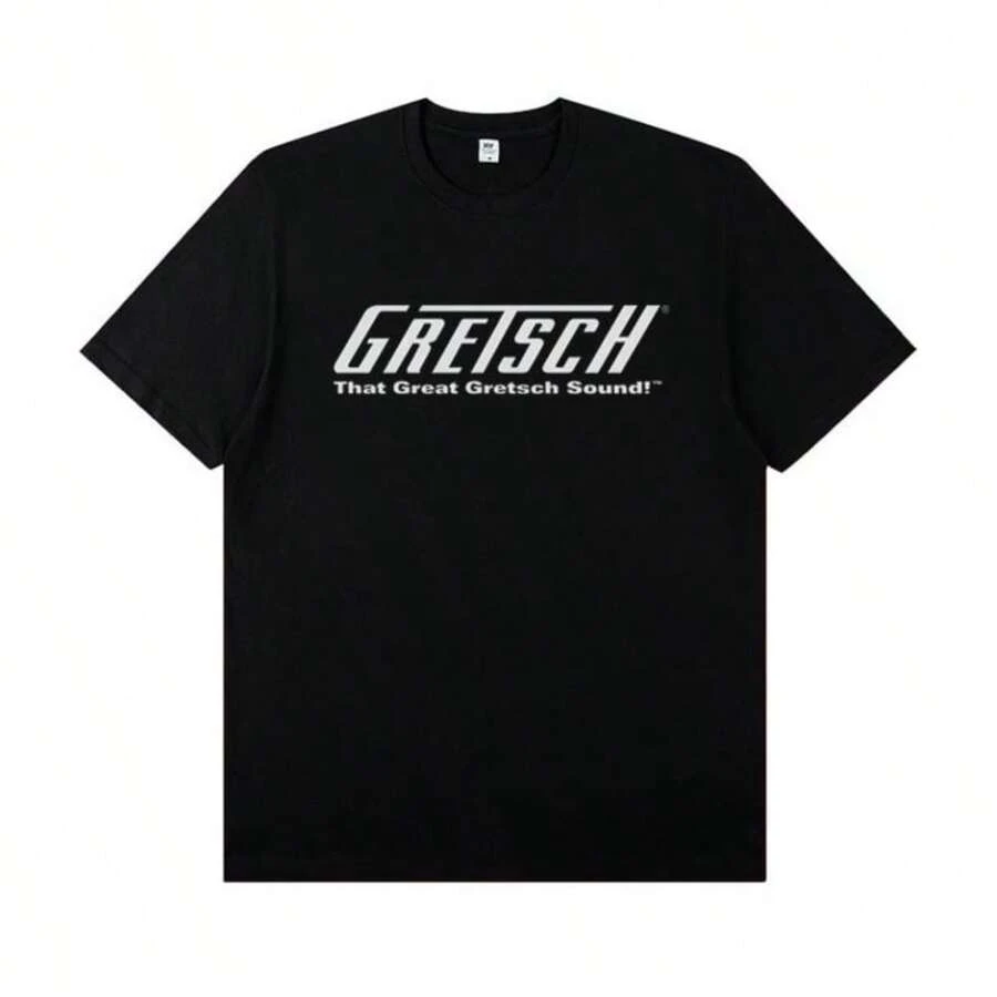 BREATHABLE COOL SUMMER Gretsch Electric Guitar Instrument Peripheral T-Shirt Short SLEEs Ve Rock Band Lead Singer Practice Costume Casual T-Shirt - màu đen - Xem 1