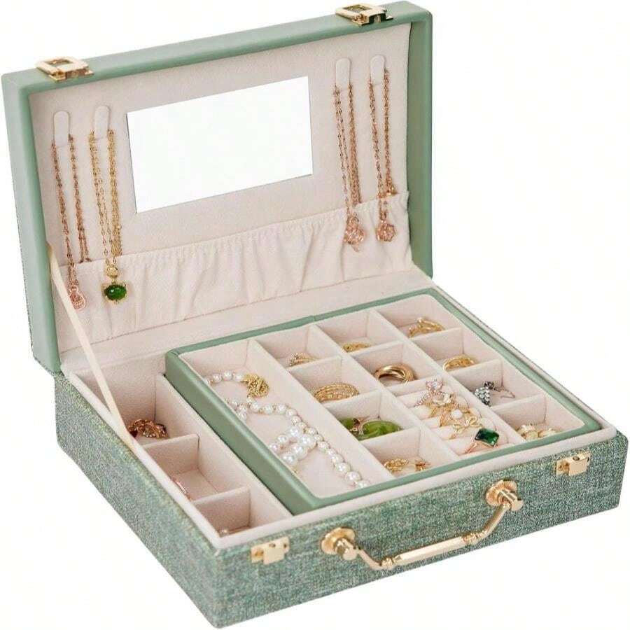 Zumier Jewelry Box Organizer For Women, Earring Organizer Holder With PU Leather For Birthday Christmas And New Year Gifts-Navy Blue