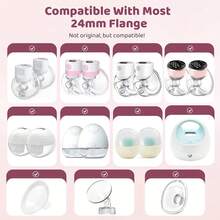 8 delar flänsstorlekskit 14/16/18/20 mm för 24 mm fläns/skydd för de flesta pumpar, silikonflänsinsats för Momcozy/Spectra/Bellababy bröstpumpar, amningsviktigt pumpkit för mammor (med bröstvårtmåttlinjal) - Genomskinlig - Visa 6