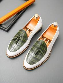 Classic Retro Men's Slip-On Loafers With Tassels, Elegant Gentleman's Leather Shoes With Luxurious And Soft Comfortable Feel, Suitable For Casual, Business, Formal Occasions Like School, Graduation, Office, Party, Wedding. Please Order One Size Up As The Sizing Runs Small, Suitable For Spring, Summer, Autumn Formal/Business Formal
