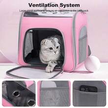 1 Piece Candy Colored Pet Transport Backpack For Cats And Dogs, Breathable And Practical, Large Capacity(Randomly With Cat Head Pattern) - Multicolor - View 2