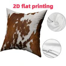 1pc/2pcs Peach Skin 45.72x45.72cm Cow Print Pillow Case, 2D Printed, Non-Fleece - Western Style, Zipper Closure, Hand Wash Only, Suitable For Home, Office, Bedroom, Living Room, Sofa Decoration - Brown - View 7