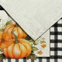 1pc Pumpkin Series Pattern Printed Table Runner, 4/6/8pcs Thanksgiving Pattern Printed Placemats, Suitable For Holidays, Parties, Birthdays, Dinners, Kitchen & Dining Room Table Decor, All Seasons Home Decor & Textile - Multicolor - View 12