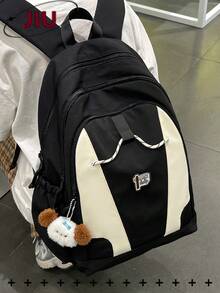 Mochila de estilo universitario conúltiples compartimentos y decoración de cachorro, cabe portátil de 15. 6 pulgadas, mochila ligera conúltiples bolsillos, mochila multifuncional, bolsa - Rosa - Ver 11