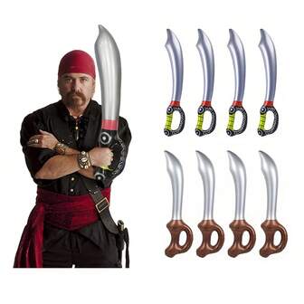 6pcs Inflatable Swords & Knives For Events, Themed Parties, Role Play, Christmas Games, Stage Props, Summer Pool Party