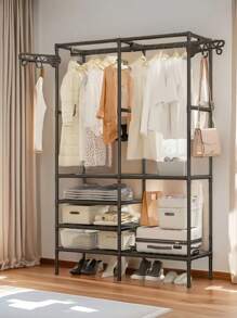 1 件多功能落地衣柜、衣帽架、搁架、鞋架，坚固、时尚、易于组装和拆卸、便携，适用于卧室、客厅、办公室、书房、节日礼物、圣诞礼物、儿童礼物