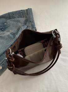 Bolso de hombro de media luna con tejido y color contrastante, adecuado para compras, billeteras, estudiantes universitarios, trabajadores de cuello blanco. Muy apropiado para oficinas, universidades, trabajo, negocios, traslados, actividades al aire libre, viajes y salidas