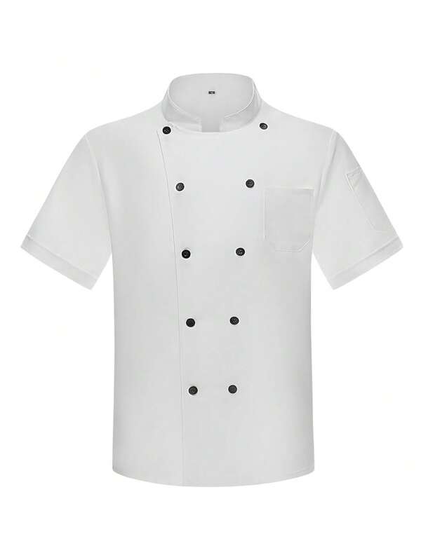Veste de chef unisexe, manches courtes, veste de chef de couleur unie pour l'uniforme d'hôtel et de restaurant