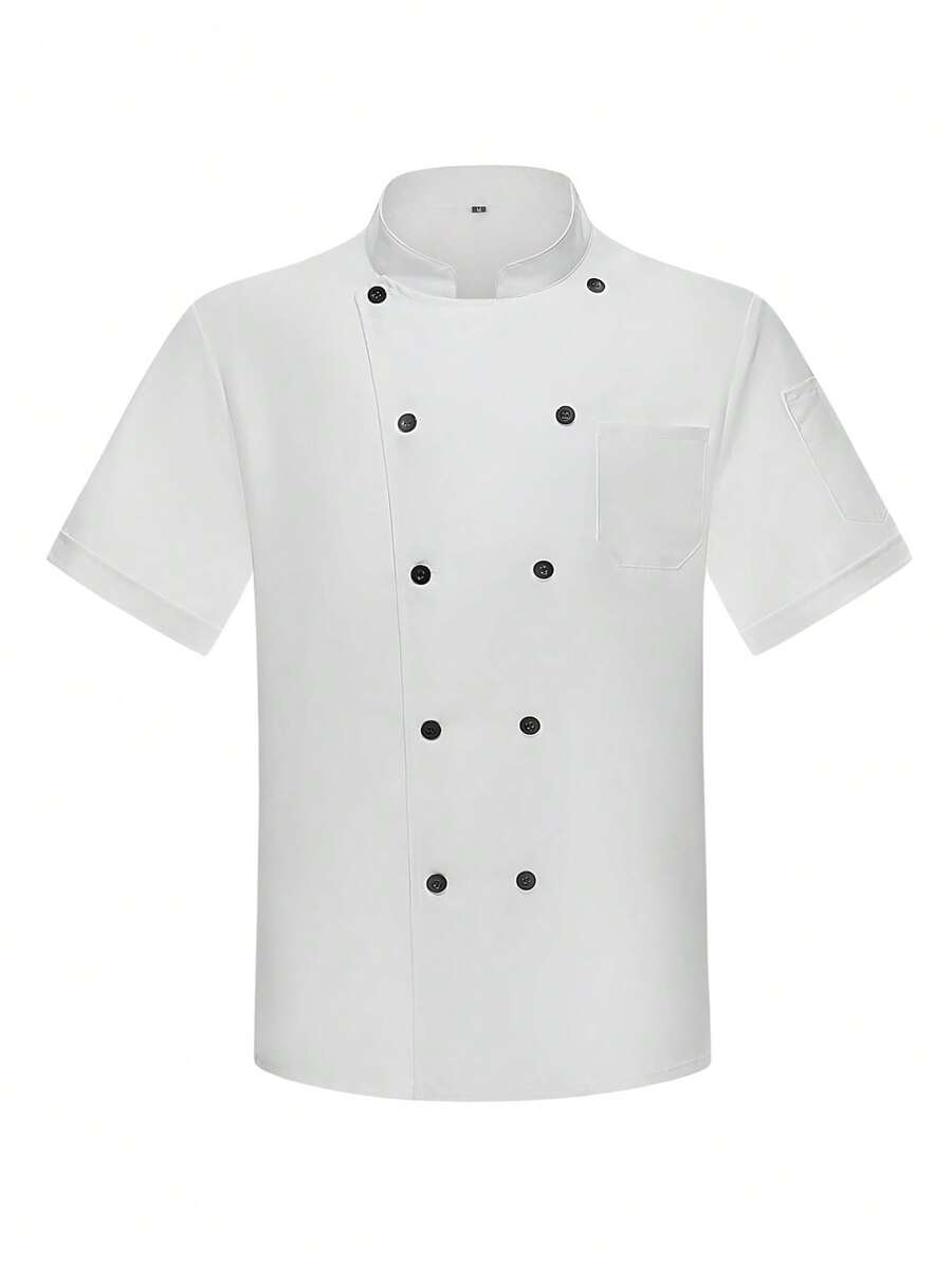 Unisex Chef Jacket, Short Sleeve, Solid Color Chef Coat For Hotel Restaurant Uniform
