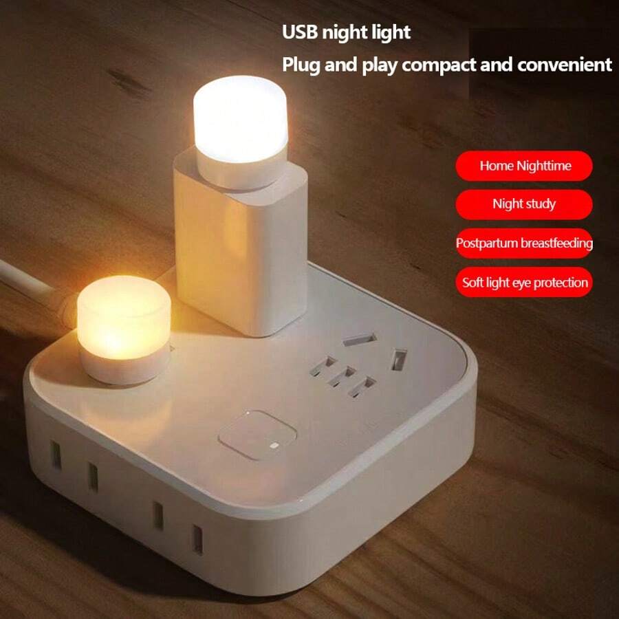 RTONTR 1 Set 10 Pcs Mini USB Night Lights Bedroom Sleep Light LED Energy-Saving Lamp Desk Lamp Home Bedside Charging Baby Feeding Light Night Study Night Light Portable Downlight For Bedroom Eye Protection Reading Light ( Warm Light And White Light )