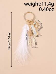 1pc Creative Tassel Palm Hexagonal Flower Faux Feather Keychain, Women Accessory For Daily Wear Car Accessories Cute Goth Y2k Halloween Accessories Teachers Day Christmas Gift Ideas Bag Lanyards With Id Holder Car Accessories Bag Charms - Multi-element Imitation Feather - View 4