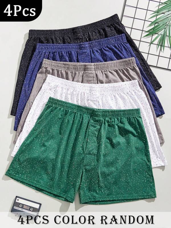 HIALEGION 4 pièces Sous-vêtements hommes Pantalons Aro décontractés, boxers sport cool. Sous-vêtements amples pour homme pour le sommeil quotidien, 4 saisons