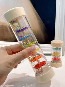 儿童木制雨声器，雨棒 - 可发出声音安抚婴儿，适用于婴儿摇铃管雨棒摇铃音乐感官听觉乐器玩具，适合婴儿儿童女孩 - 彩色 - 查看 5