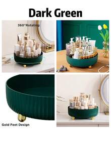 360°旋转化妆品及香水收纳盒，1个大容量梳妆托盘，多功能圆形化妆品收纳架，优雅设计，母亲节礼物