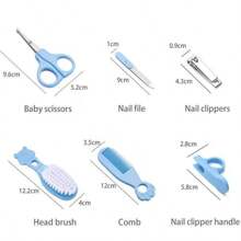 6PCS/Set Baby Cleaning Kits With Cartoon Handles In Blue, Pink, Yellow, Grey And White, Including Mail And Hair Care Products Such As Beauty Brushes, Combs And Nail Clippers, Are Designed For Home Use - Multicolor - View 2