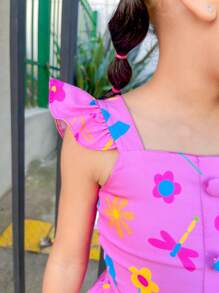 Flor de Lis - Conjunto Cropped e Short Estampado Florido Infantil - Verão Colorido Moda