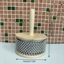 带金属珠子的木制 Cabasa - 4 种尺寸手持打击乐器，适合乐队、现场和表演 - 耐用的专业级摇铃，音乐家的节奏配件 - 原木色 - 查看 8