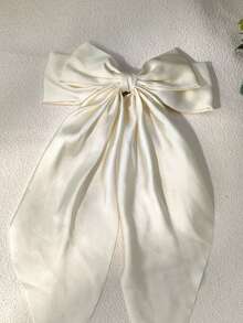 1 件女士蝴蝶结发饰，米色大蝴蝶结发夹，适合女孩，丝滑缎带发带，大发夹，可爱美观发饰，金属蝴蝶结发夹，中性色，爪夹，发夹，发夹 - 彩色 - 查看 4