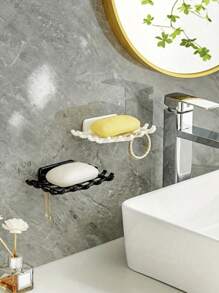 Wall Mounted Grid Soap Holder Without Drilling, Bathroom Soapbox Drain Storage Shelf, Bathroom Accessories Back To School