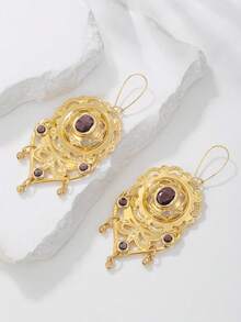 1 par de elegantes y a la moda aretes con borlas chapados en oro de 18k, adecuados para fiestas, reuniones, regalos y uso diario - Multicolor - Ver 3