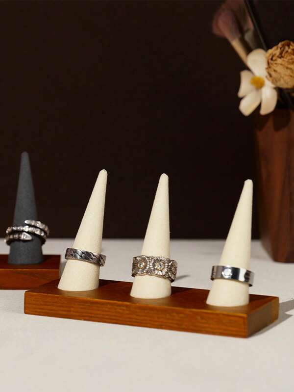 Oirlv Houten ringhouder, kegelvormige ringstandaard, jade vingerdisplay, ringhouder, ornamentenopslag, ringorganizer
