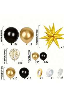 75 قطعة طقم قوس بالون أسود وذهبي ولامع، يتضمن 3 قطع من بالونات نجوم الفويل الذهبية، مناسب لزفاف، حفلة عيد الميلاد، ديكور البالونات اللاتكس، أكسسوارات استوديو التصوير لحفلات عيد الميلاد، حفل التخرج، ديكور الغرف الداخلية