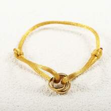 1 Pieza Brazalete de acero inoxidable ajustable hecho a mano con 3 círculos huecos, joya minimalista unisex como regalo para parejas