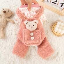 1 szt. Ciepły, wyściełany płaszcz w kształcie misia, miękki, wygodny i oddychający materiał, odpowiedni dla małych psów i kotów