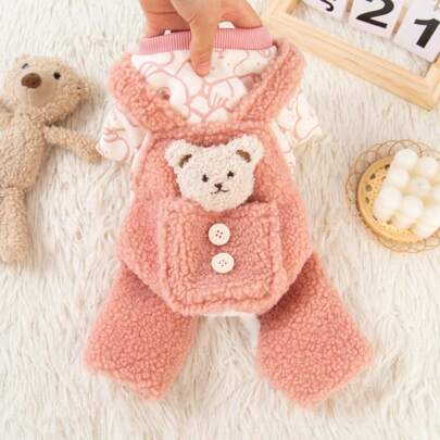 1 pièce Manteau rembourré chaud en forme d'ours, matériau doux, confortable et respirant, convient aux petits chiens et chats