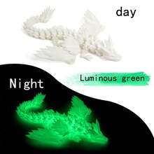 1 szt. 2025 Nowy, drukowany w 3D, świecący w ciemności kryształowy smok ze skrzydłami, realistyczne ruchome stawy, dekoracja biurka w stylu gradientu, zabawka dla chłopców, wykwintny prezent urodzinowy, upominek na imprezę świąteczną