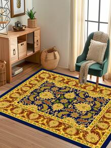 1pc Exotic Floral Pattern Area Rug, Home Decor Carpet, Stain Resistant, Comfortable, Dust-Proof, Easy To Clean, Suitable For Living Room, Bedroom, Bathroom, Study, Closet, Nursery