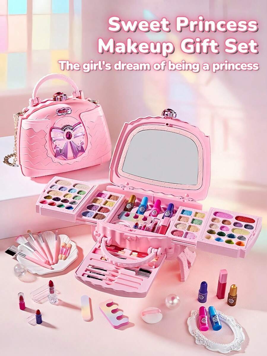 Kit de maquillaje para niñas, estuche cosmético realista de bolso de mano, set de colección de maquillaje, kit de disfraz para niños, regalo de cumpleaños/festividad - forma - Ver 1