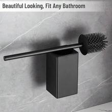 SRYHDTUHDT Toilet Brush And Holder Black Toilet Bowl Brush For Ceaning With Stainless Steel Handle Wall Mounted - Default - View 6