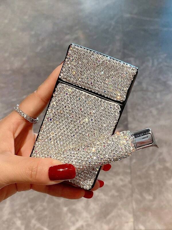 1pc Diamond PU Cigarette Case, (Multiple Options), Capacity: 20 Cigarettes, Fashionable Diamond Cigarette Box, Ultra-Thin Portable Diamond Storage Box, Creative Portable Women's Car Cigarette Box, Suitable As Gift, Party Decor, Diamond Leather Cigarette Case For Both Men & Women Bag, Makeup Bag, Toiletry Bag, Desk Organiser, Cosmetic Bag, Makeup Pouch, Make Up Organizer, Vanity Accessories, Make Up Pouch, Make Up Bags, Jewellery Box, Pouch, Makeup Brush Holder, Brush Holder, Perfume Organiser, Pouch Bag,Gifts For Women,Christmas Gifts,Gift Ideas For Women