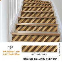 SUPSTICKER 1卷黄橡木纹楼梯贴纸，自粘耐磨PVC材质，即撕即贴，家居装饰美化贴纸，尺寸41.73x6.97英寸，贴纸，墙贴，乙烯基贴纸，家居装饰，春季装饰，焕新家居，Rama装饰贴纸，生日毕业礼物，地板砖，自粘地板砖，即撕即贴地板砖，客厅装饰，卧室装饰，厨房装饰