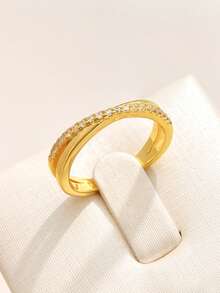 1 件镶钻双交叉戒指女士 S925 纯银镀白金戒指情人节精美女士珠宝日常佩戴礼物 - 兩層交叉戒指 - 查看 8