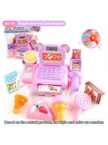 儿童角色扮演玩具超市收银机，角色扮演微型便利店收银台模型（需电池） - 彩色 - 查看 7