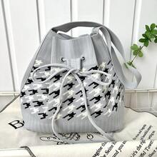 Women Fashion Backpacks, School Backpack - 小千鳥格灰色 - 查看 2