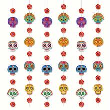 Bunte Papier Totenkopf Bänder, mexikanische Tag der Toten Party Deko Anhänger, Tag der Toten Deko Totenkopf Anhänger, mexikanische Maifest Party Dekorationen, mexikanische Karneval Party Bänder, Halloween Party Atmosphäre Dekorationen, Heim Dekor Ornamente, geeignet für Horror-Themenpartys, Spukhäuser und Tag der Toten Feiern, Halloween Requisiten, Geister Veranstaltung Dekorationen, Themen Fest Dekorationen, keine Stromversorgung erforderlich