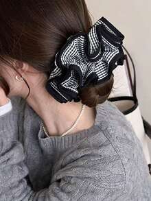 1个格子图案黑色包边发圈，优雅学院风发饰，适合日常佩戴，发绳，发圈，洗脸马尾辫发饰弹力带 - 彩色 - 查看 1