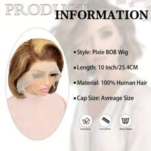 200 Density 4/27 Ombre Honey Blonde Highlight Short Straight Bob Wig 13x4 Straight Transparent Lace Front Wig Human Hair 220% Density Brazilian Virgin Bob Wigs Human Hair Natural Hairline 12inch