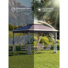 mteryoing 11x11FT Pop Up Canopy Tent With Mosquito Net,Waterproof & UV Resistant Outdoor Gazebo Canopy , Easy Setup Shelter For Patio,Backyard,Garden, And Events - Navy Blue - View 5