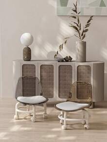 1pc Small Stool With Casters, Quiet Decorative Stool With Swivel Wheels For Home, Transparent Chair Small Bench On Casters Moving Little Stool For Living Room, Children - Multicolor - View 5