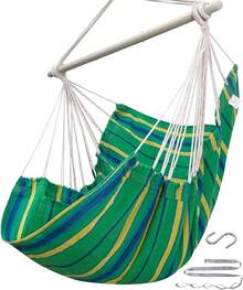 Hammock Chair Swing (500 Lbs Max) - Hanging Hammock Chair Rope Swing Indoor Hammock Chair,Outdoor Furniture,Swing Chair For Room,Amaca Para Adultos,Hamacas Para Adultos,Columpio Para Patio,Swing Sets Backyard, Patio Furniture Set For Bedroom, Outdoor, Patio, Bedroom, Porch, Deck - Sturdy Steel Bar With Anti-Slip Safety Rings - B 格林 - 查看 9