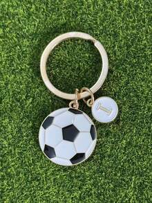 1 个足球形钥匙扣，合金材质，油滴效果，初始设计，是送给朋友、男朋友、篮球俱乐部活动、体育活动、情人节、汽车配件、包包挂件、学校用品的理想礼物