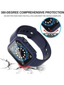 Miếng dán màn hình cường lực - Ốp bảo vệ toàn thân bằng nhựa PC cứng, siêu mỏng, độ phân giải cao, tương thích với Apple Watch Series Ultra/SE/11/10/9/8/7/6/5/4/3/2/1, phù hợp với kích thước 38/40/41/42/44/45/46/49mm, phụ kiện ốp bảo vệ đồng hồ thông minh, màu xanh dương đậm. - Màu xanh nửa đêm - Xem 5